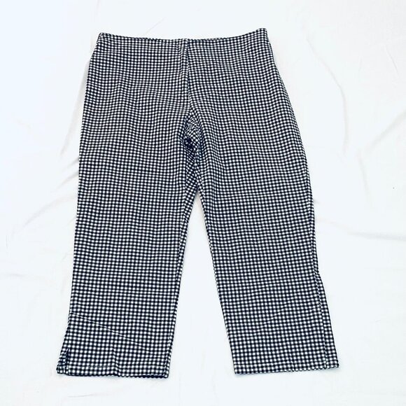 A.M.I. black & white checked pant Womens size 14 straight leg preppy stretch - Picture 1 of 8